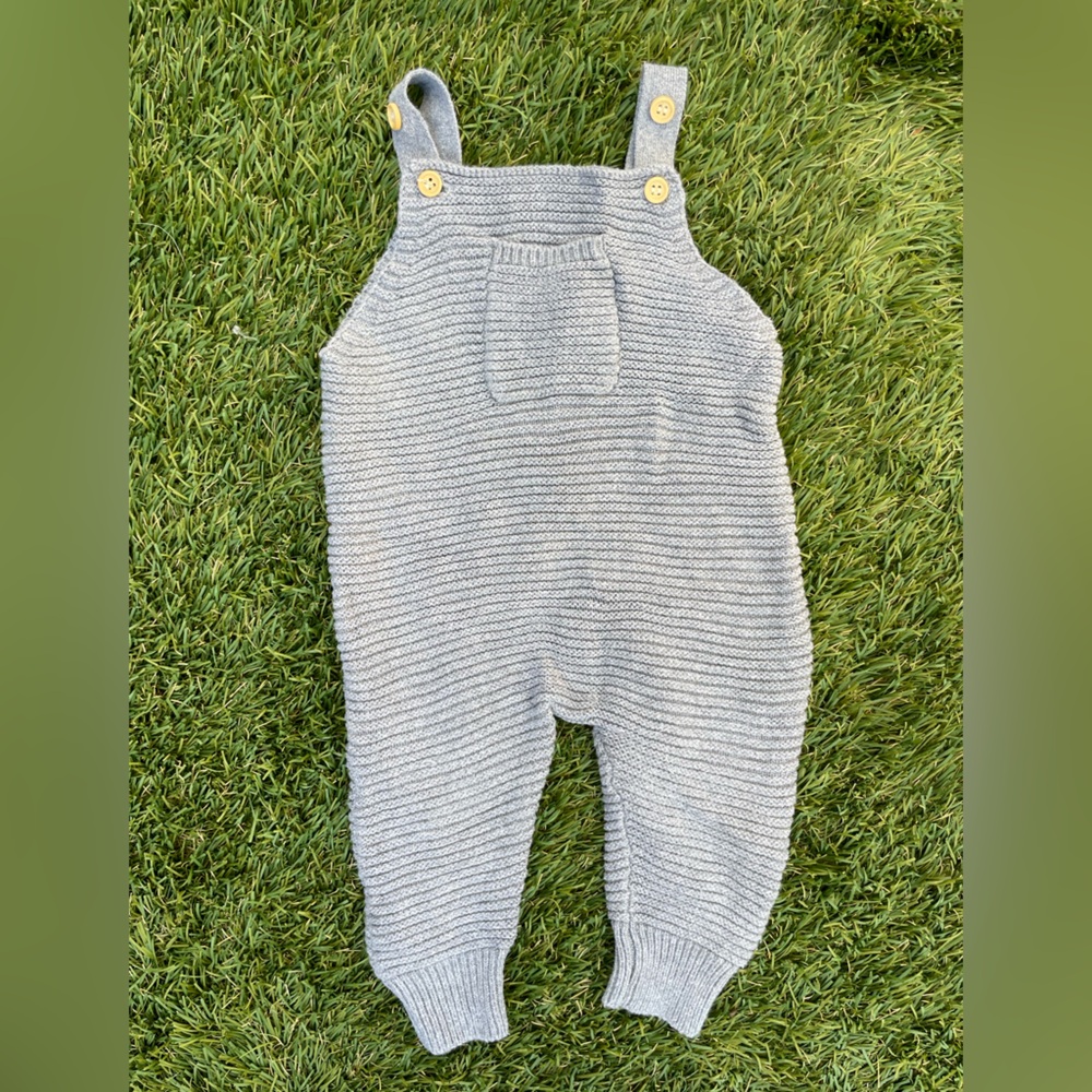 Mebie Baby Knitted Gray Overalls
